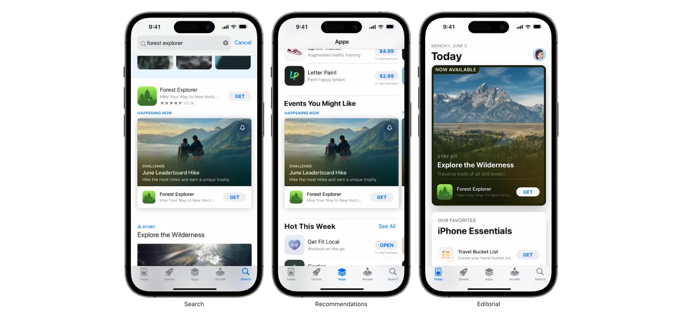 Increase your visibility in the App Store with integrated events.
